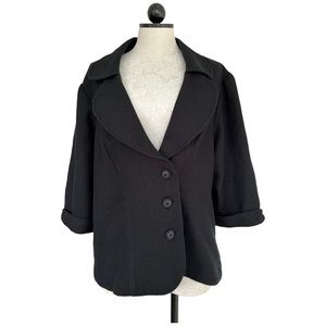 Torrid Black Blazer Jacket Peter Pan Collar 3/4 Sleeve Size 4 (4X / 26)